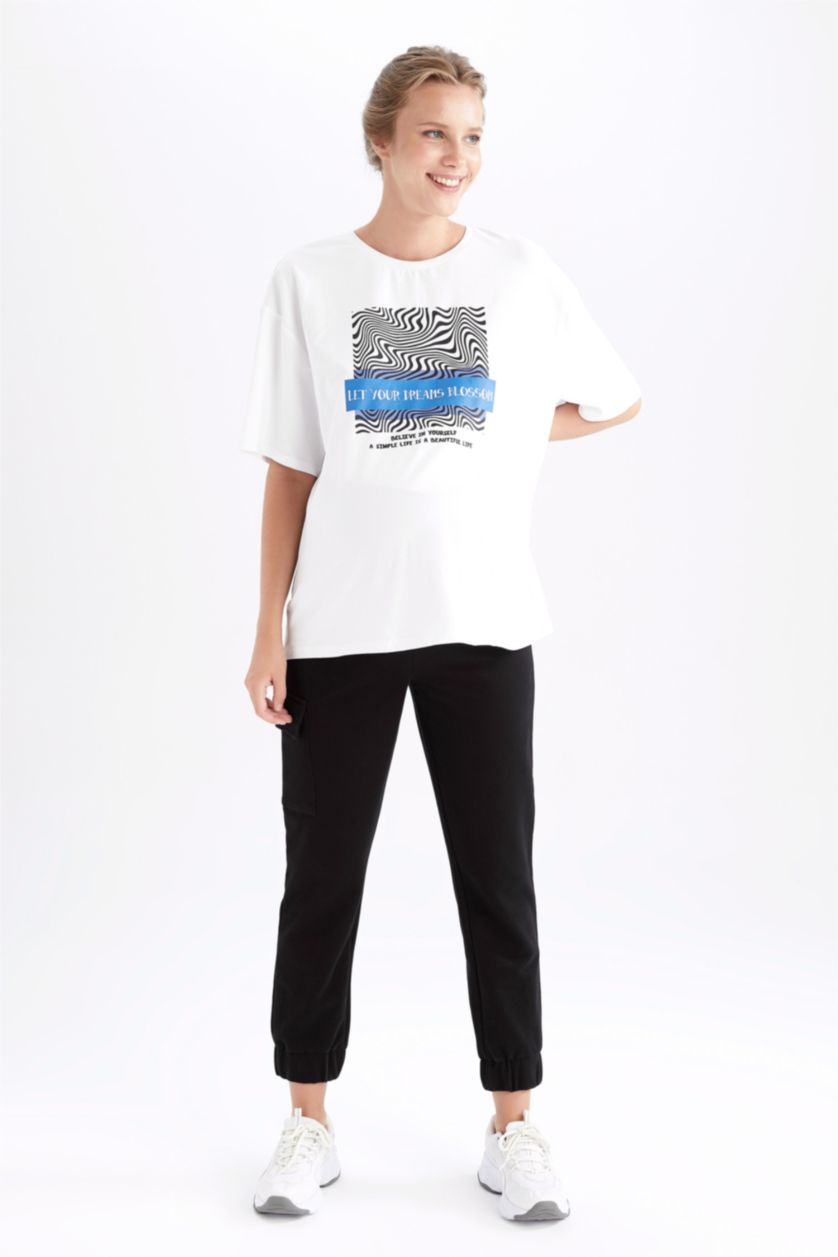 FEMME Noir Pantalon de jogging de maternité avec poche cargo