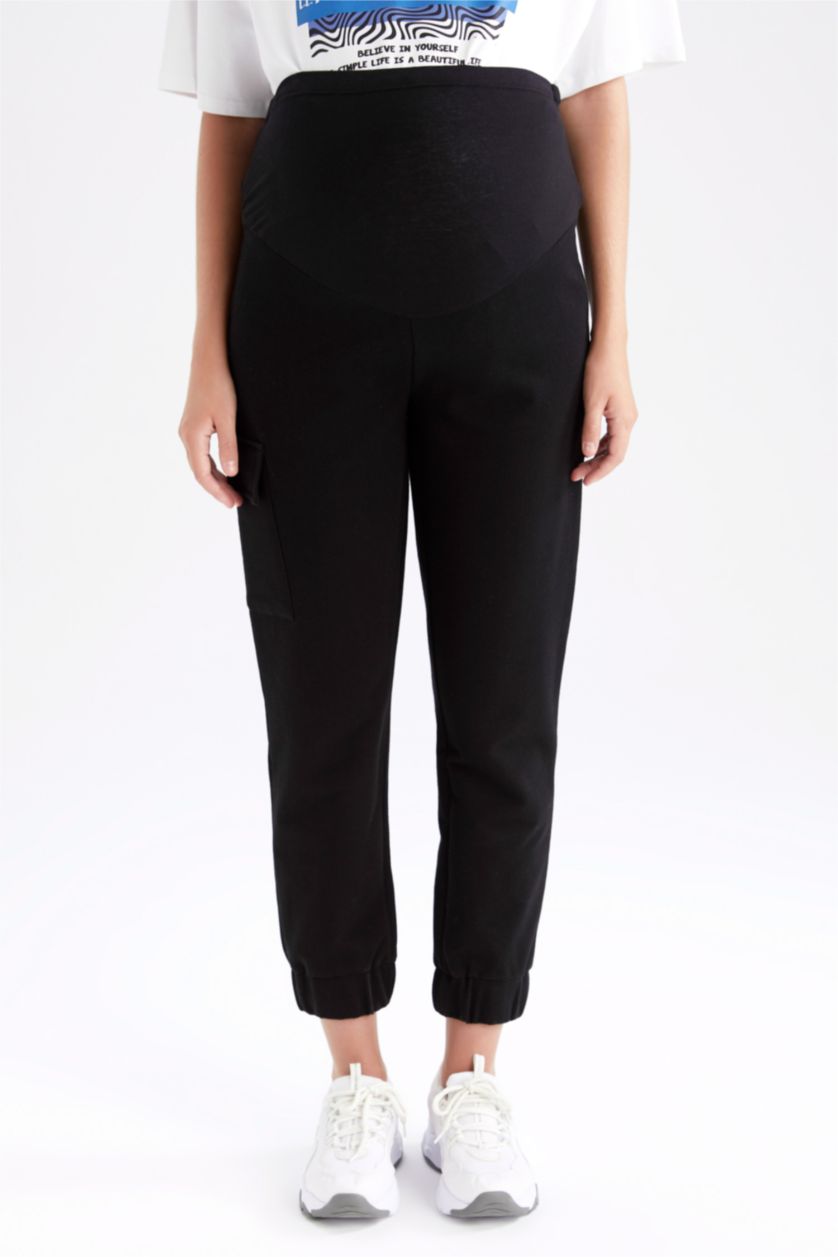 FEMME Noir Pantalon de jogging de maternité avec poche cargo