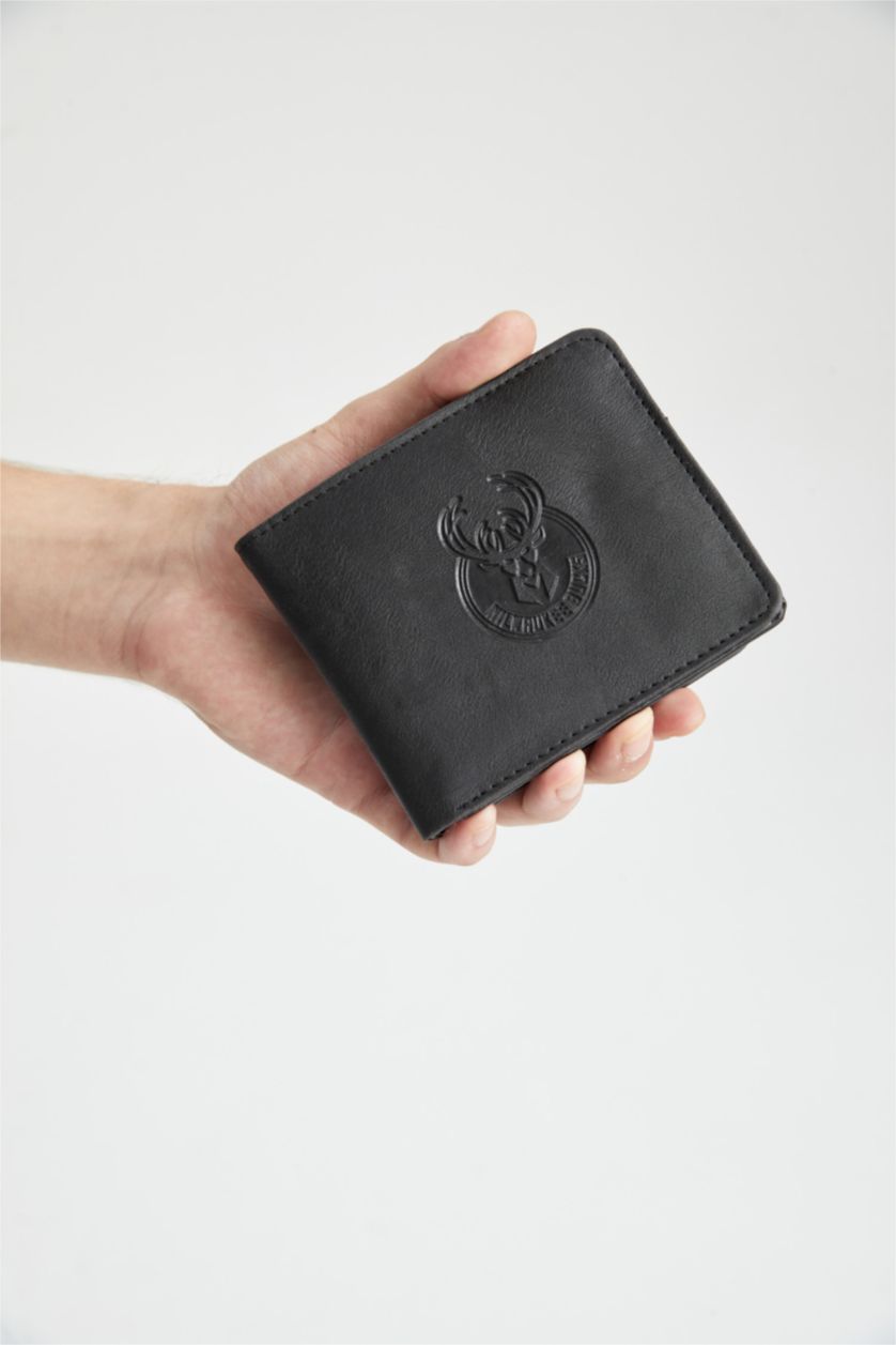 MAN Black Men's NBA Milwaukee Bucks Licensed Faux Leather Wallet