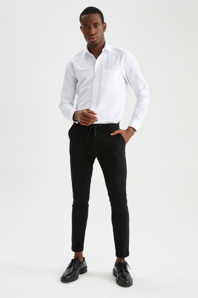 HOMME Blanc Chemise basique à manches longues coupe classique