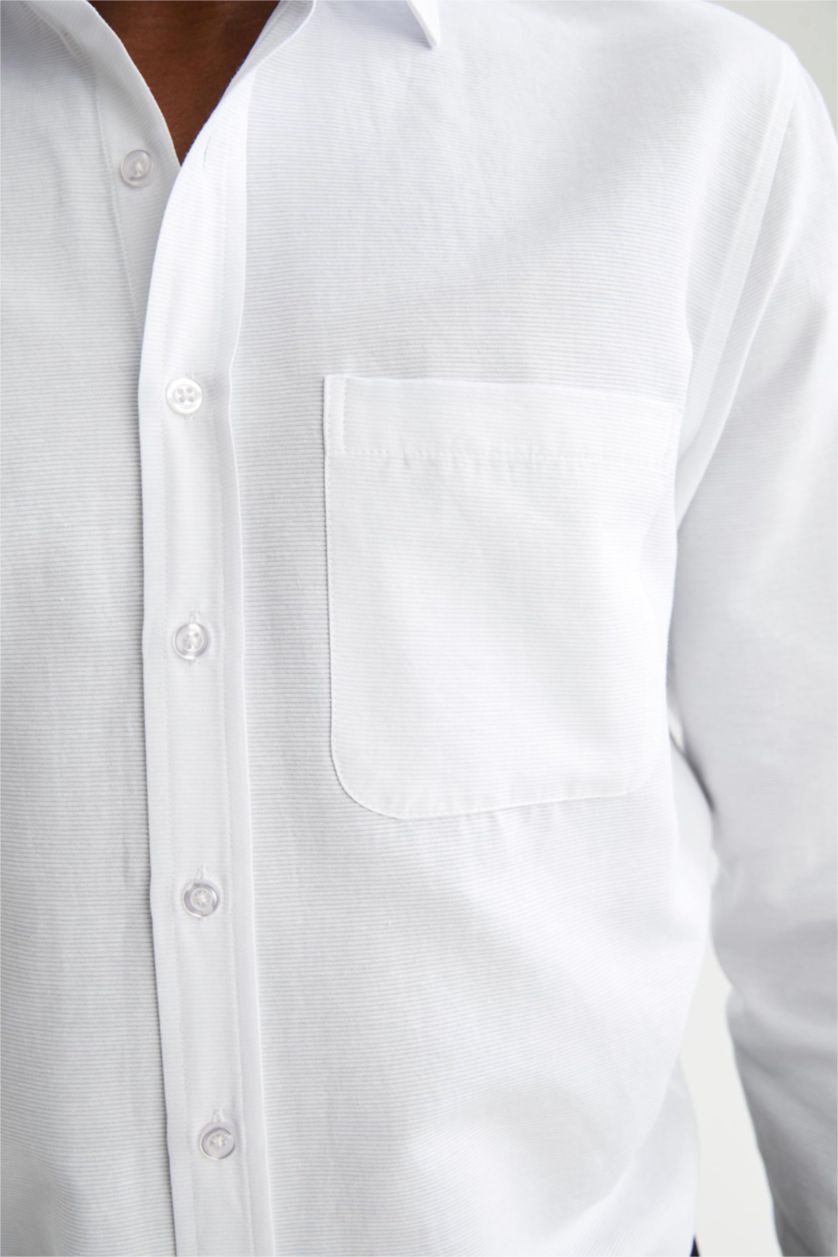 HOMME Blanc Chemise basique à manches longues coupe classique