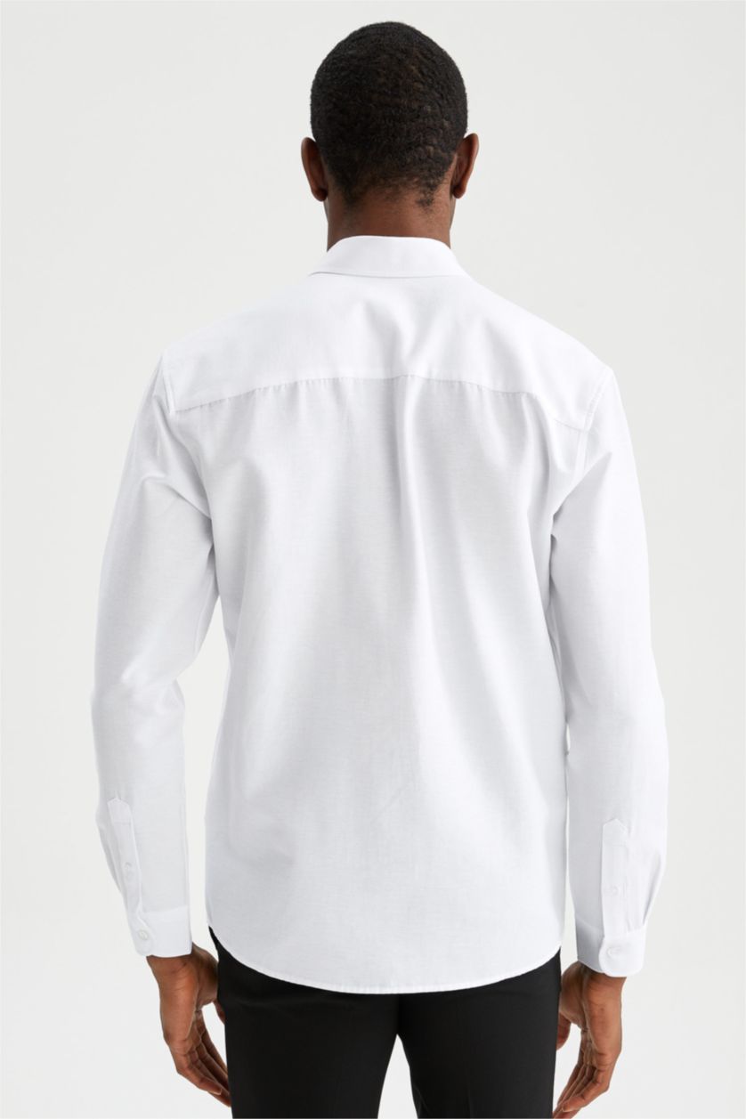 HOMME Blanc Chemise basique à manches longues coupe classique