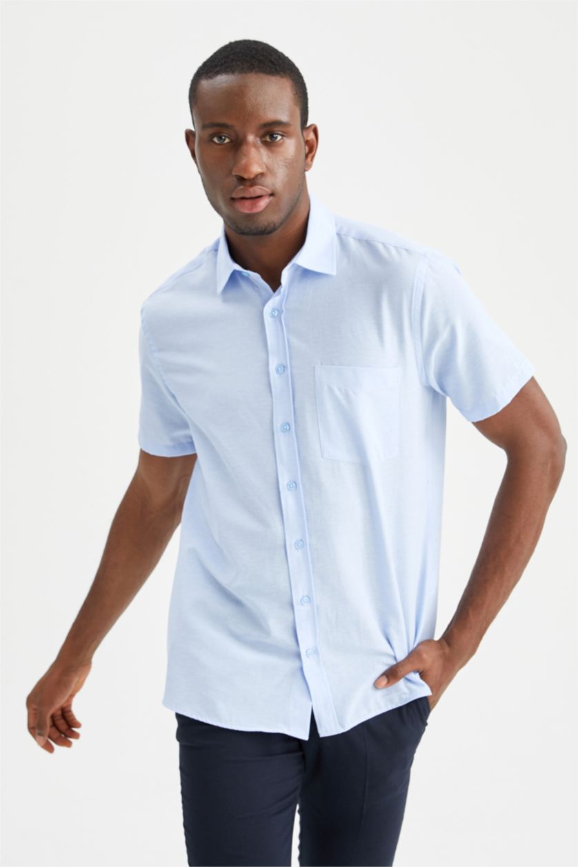 MAN Light Blue Regular Fit Short Sleeve Shirt