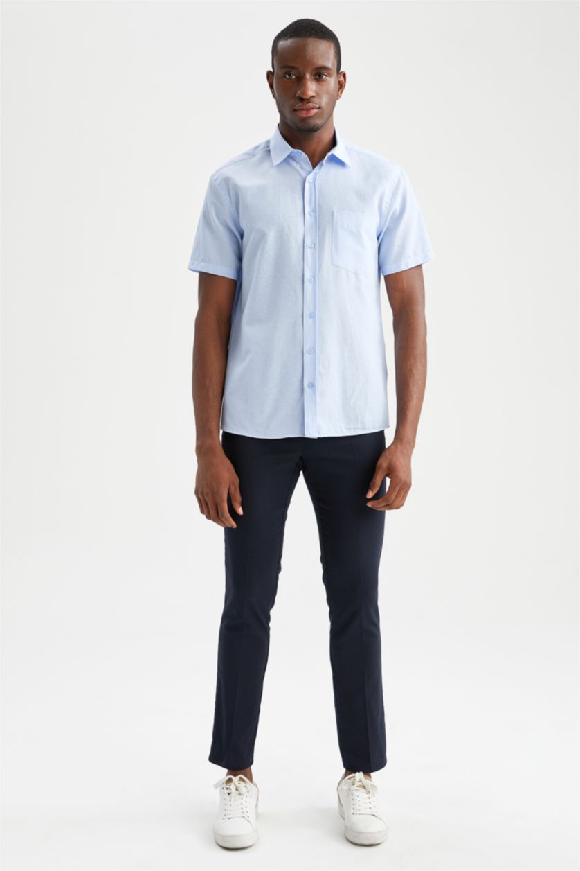 MAN Light Blue Regular Fit Short Sleeve Shirt