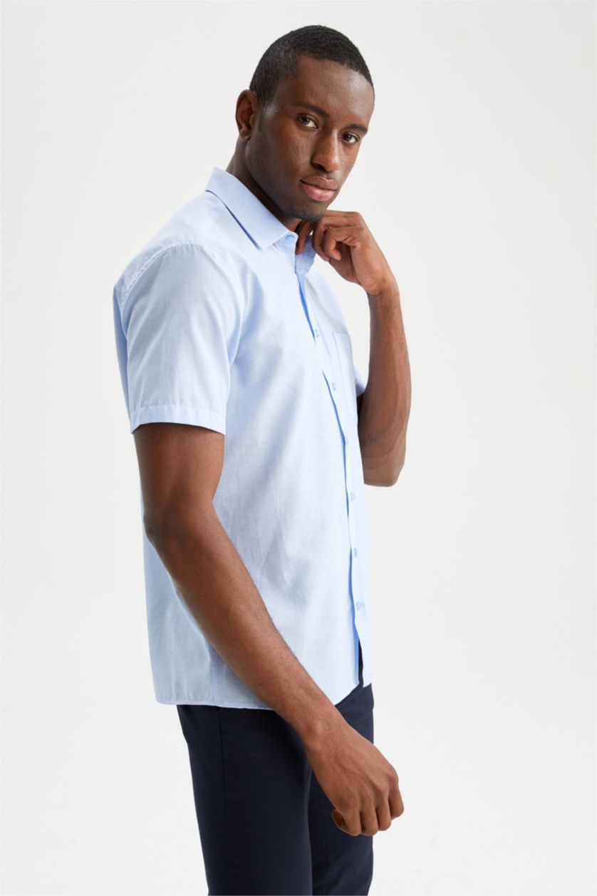 MAN Light Blue Regular Fit Short Sleeve Shirt
