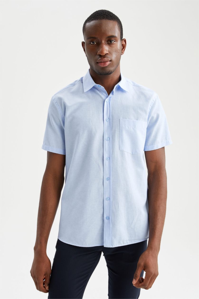 MAN Light Blue Regular Fit Short Sleeve Shirt
