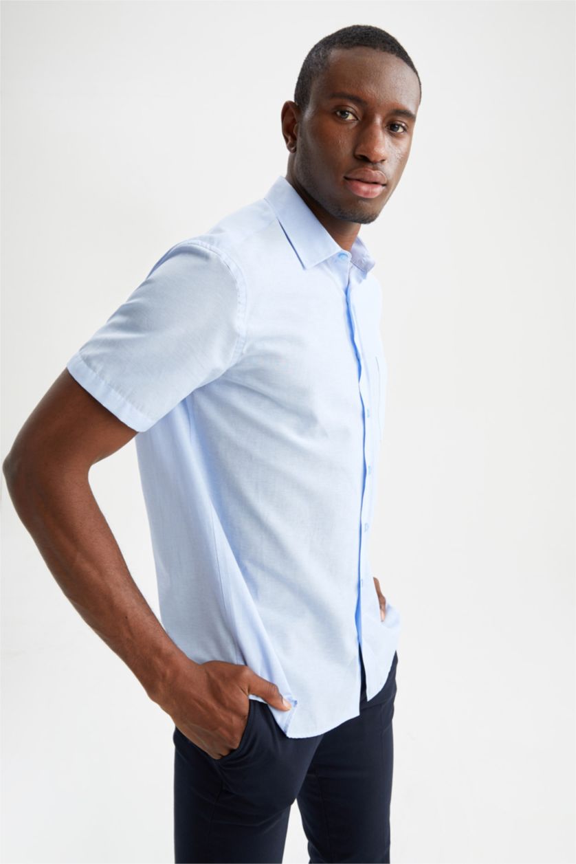 MAN Light Blue Regular Fit Short Sleeve Shirt