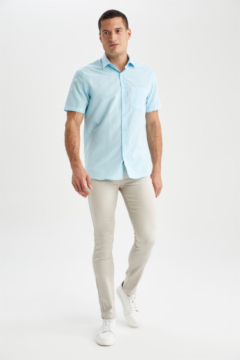 رجال أكوا قميص بولو بقصة عادية وأكمام قصيرة