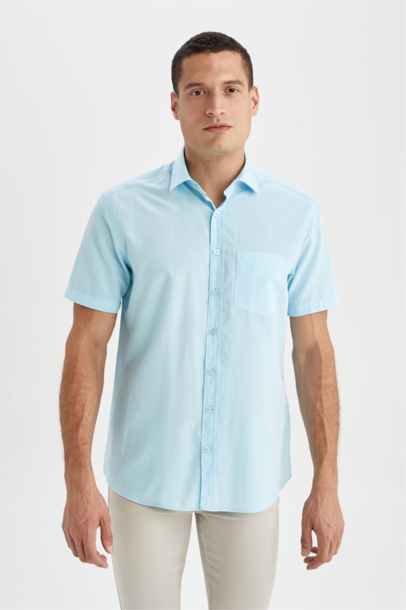 رجال أكوا قميص بولو بقصة عادية وأكمام قصيرة