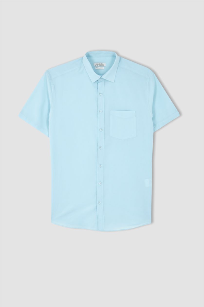 رجال أكوا قميص بولو بقصة عادية وأكمام قصيرة