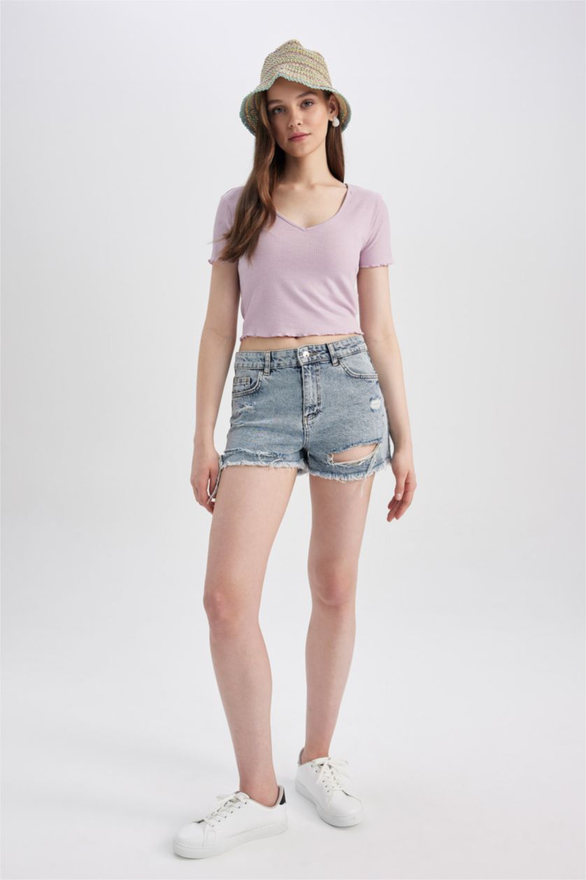 نساء أرجواني Slim Fit Camisole Short Sleeve T-Shirt
