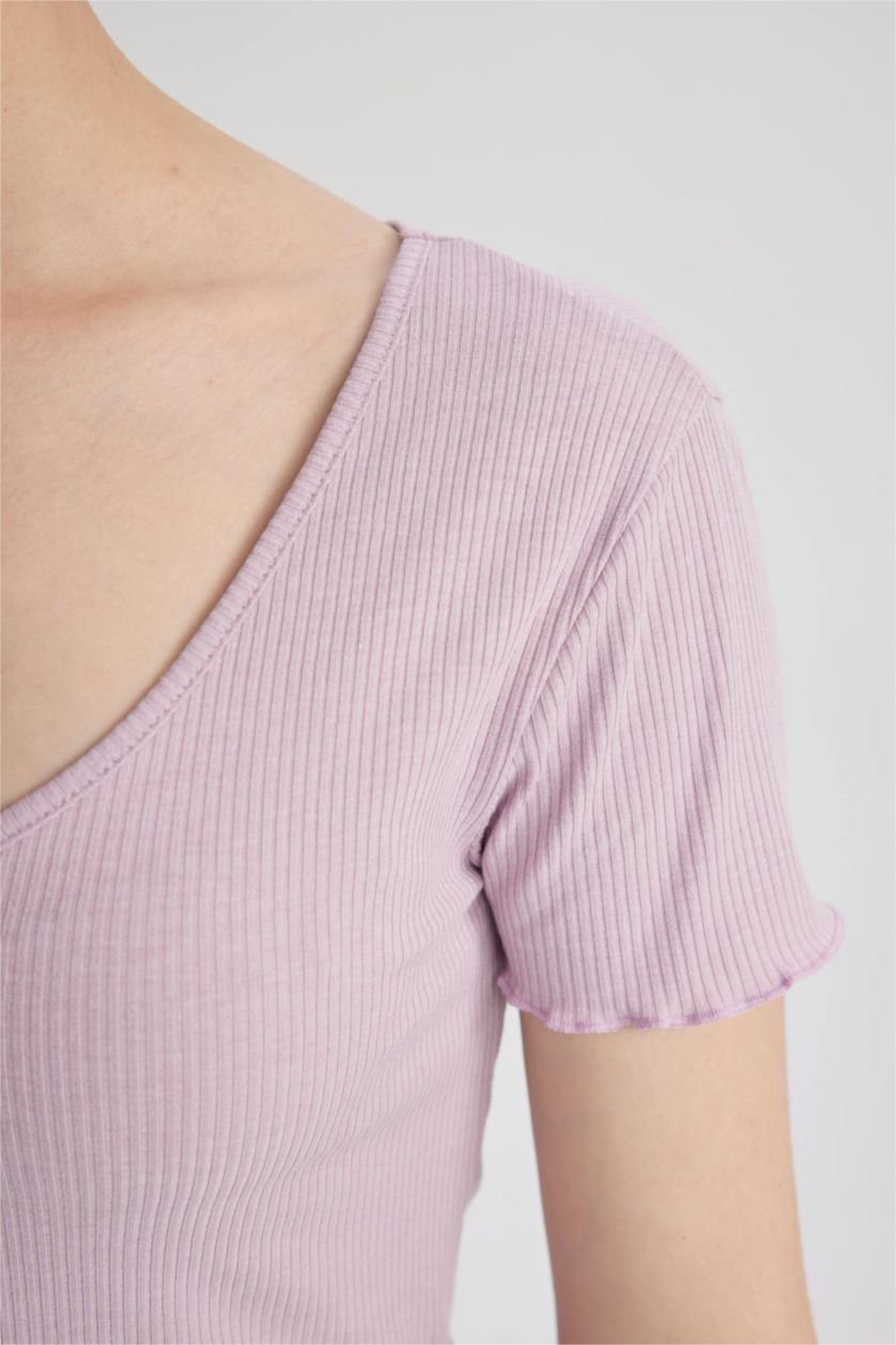 نساء أرجواني Slim Fit Camisole Short Sleeve T-Shirt