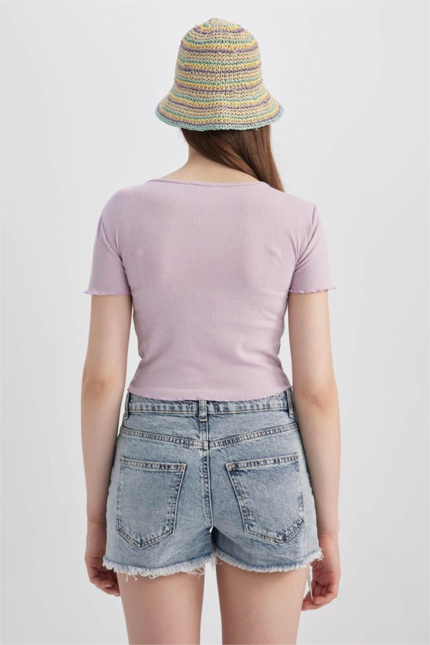 نساء أرجواني Slim Fit Camisole Short Sleeve T-Shirt
