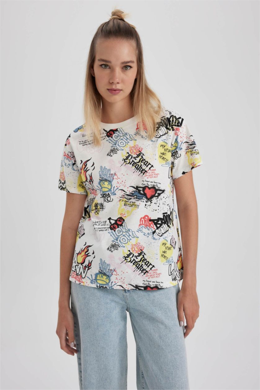 WOMAN White Cool Regular Fit Crew Neck Cotton T-Shirt