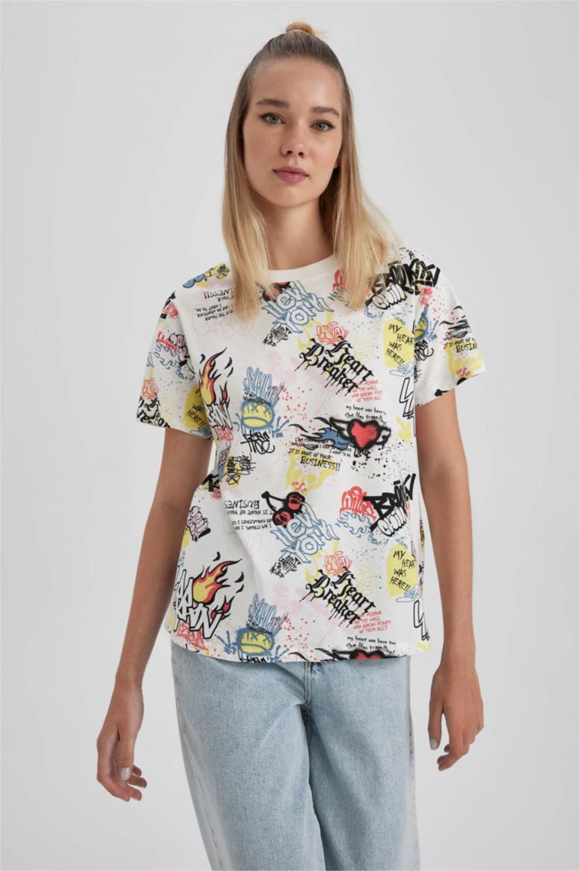 WOMAN White Cool Regular Fit Crew Neck Cotton T-Shirt