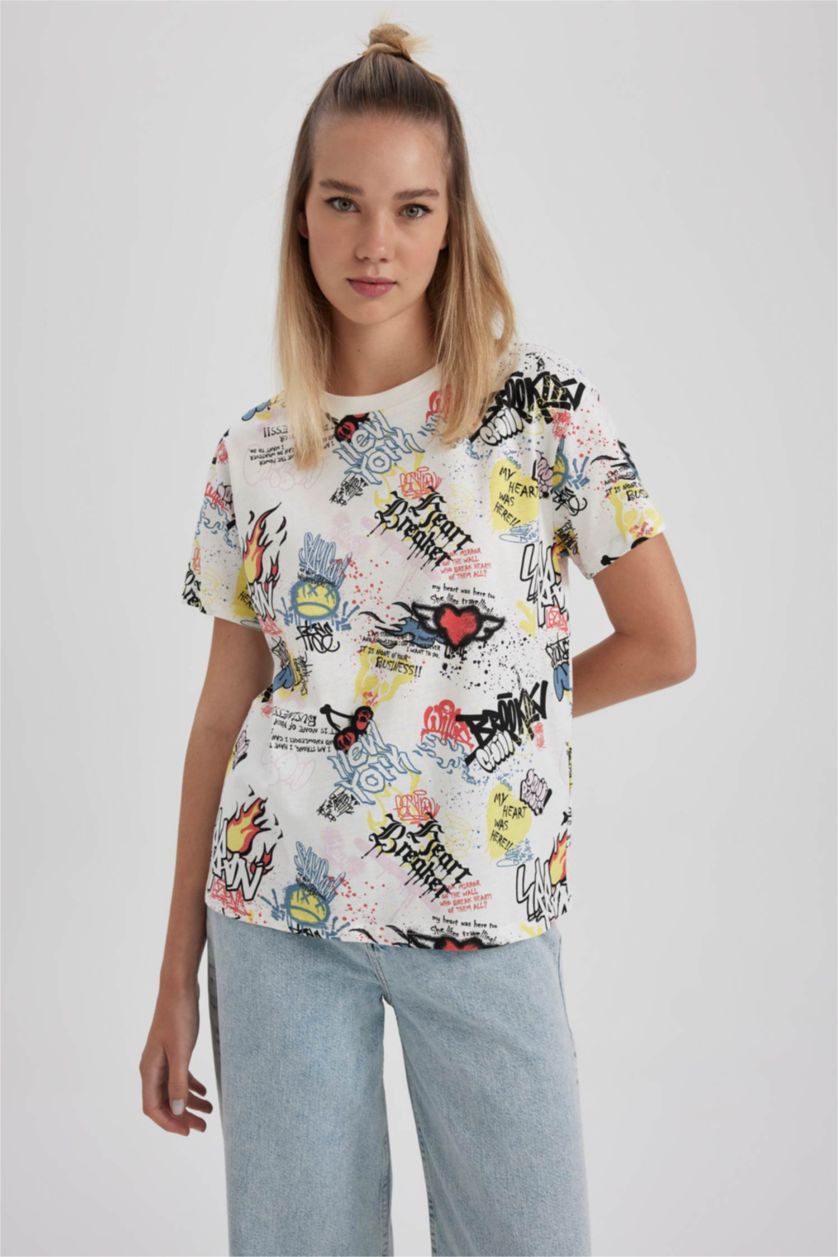 WOMAN White Cool Regular Fit Crew Neck Cotton T-Shirt