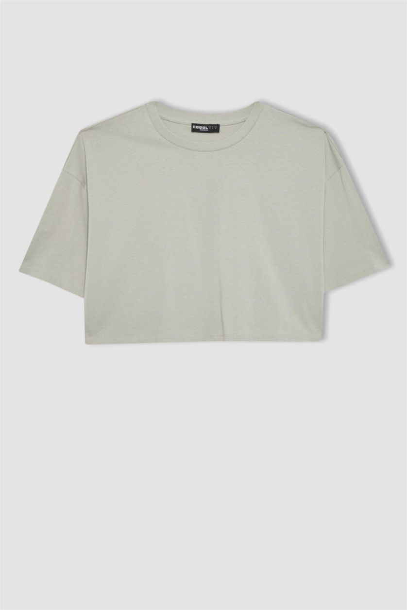 Woman Light Grey Loose Fit Short Sleeve T-Shirt