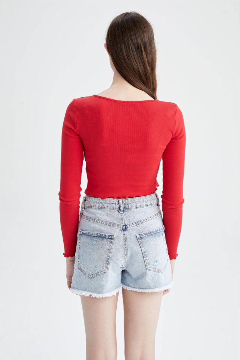 FEMME Rouge Cardigan caraco en velours côtelé à col rond et coupe cool