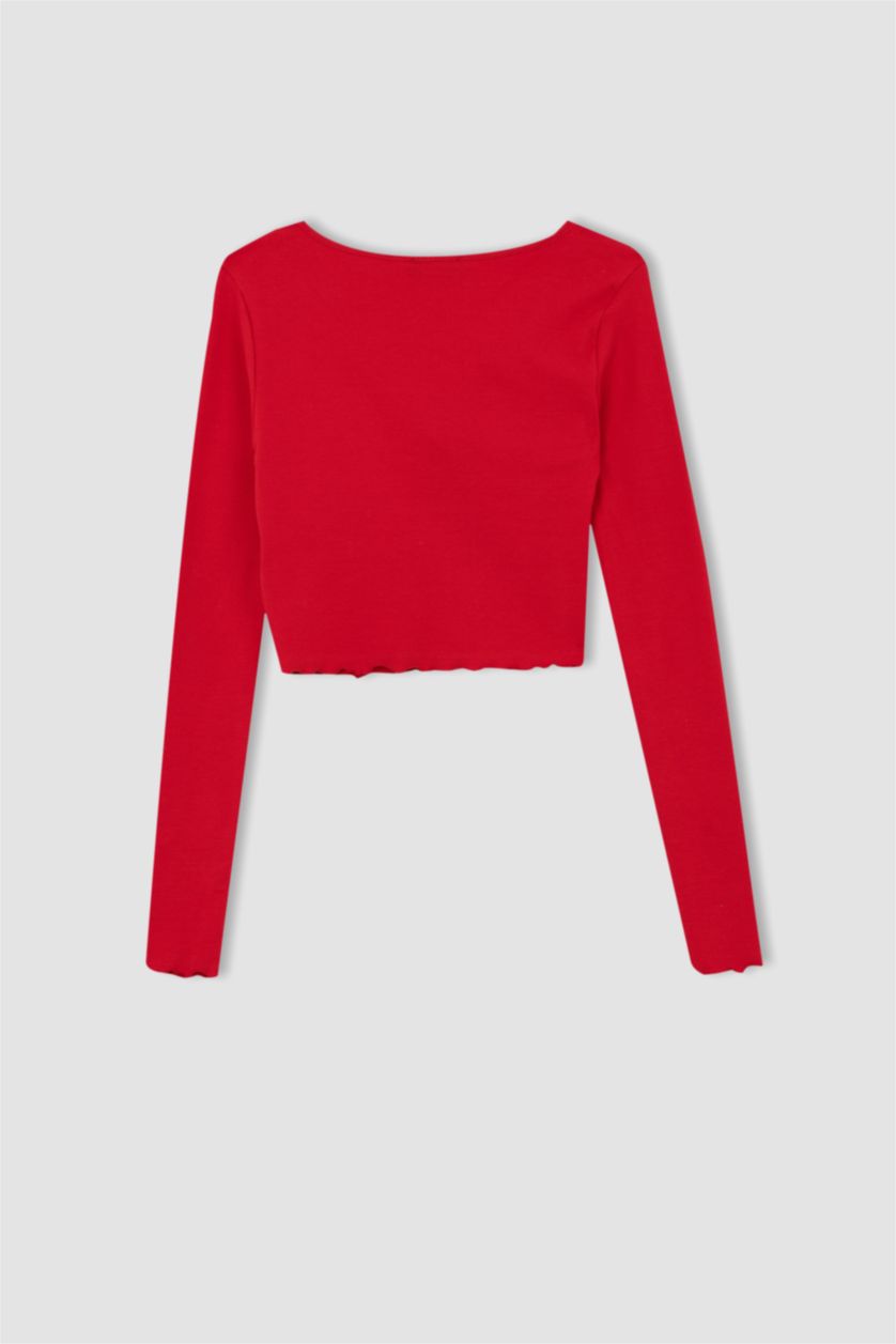FEMME Rouge Cardigan caraco en velours côtelé à col rond et coupe cool
