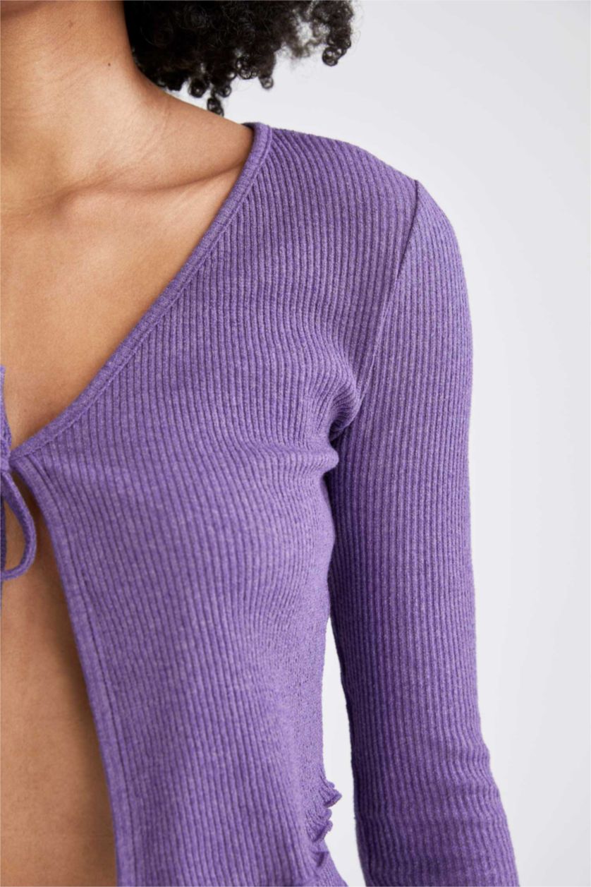 WOMAN Lilac Slim Fit Long Sleeve Crop Cardigan