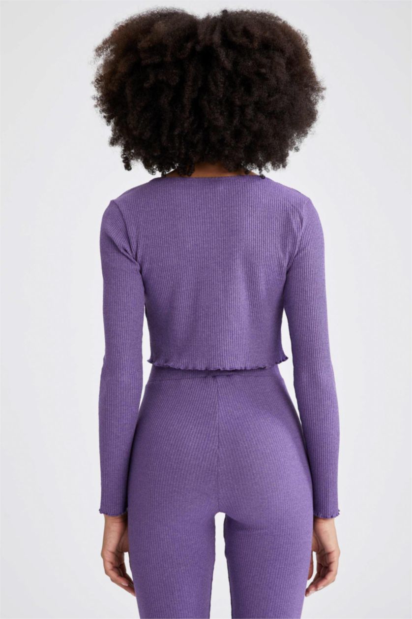 WOMAN Lilac Slim Fit Long Sleeve Crop Cardigan