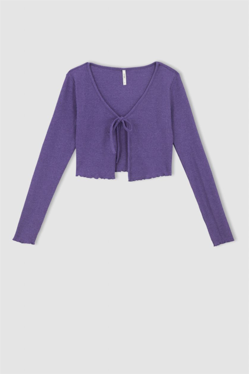 WOMAN Lilac Slim Fit Long Sleeve Crop Cardigan