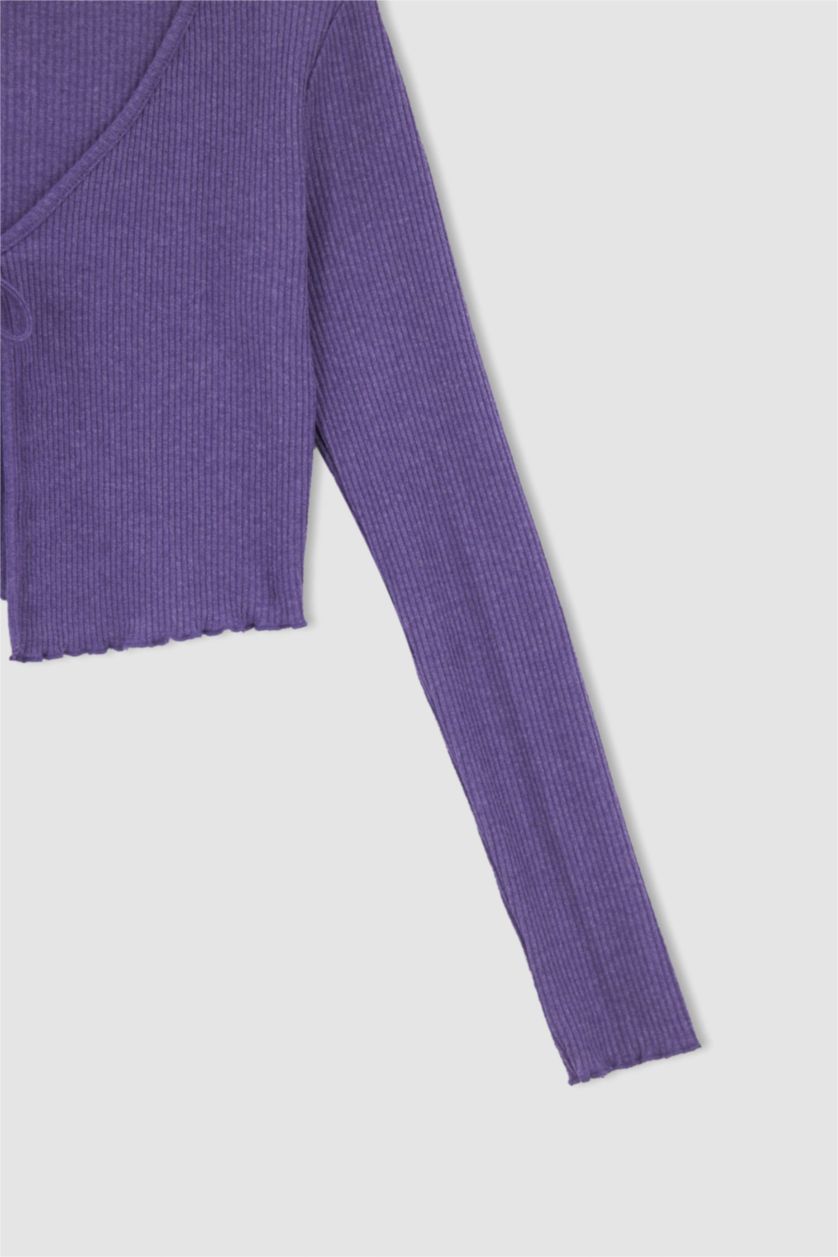 WOMAN Lilac Slim Fit Long Sleeve Crop Cardigan