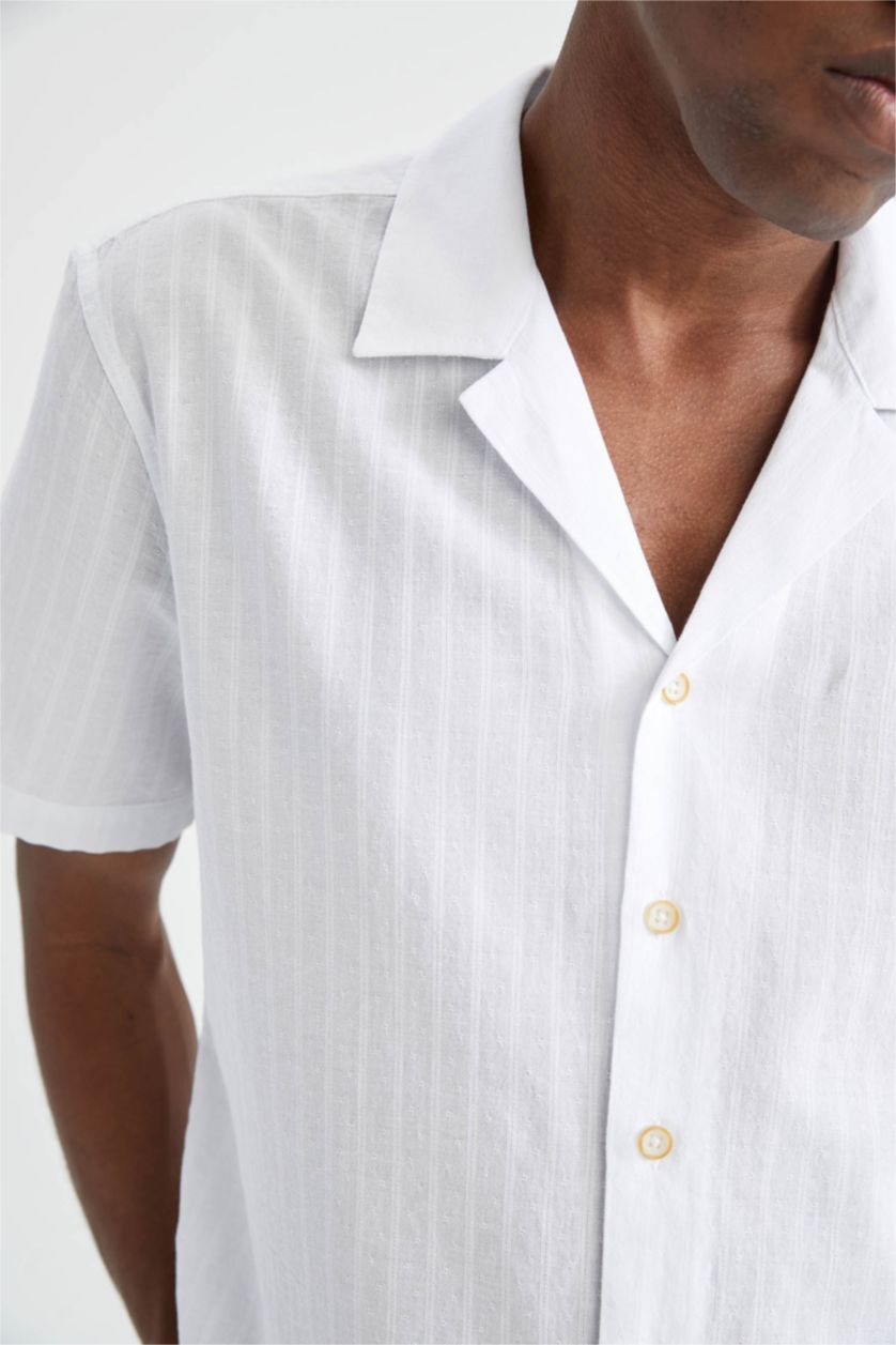 HOMME Blanc Chemise à manches courtes en popeline coupe classique