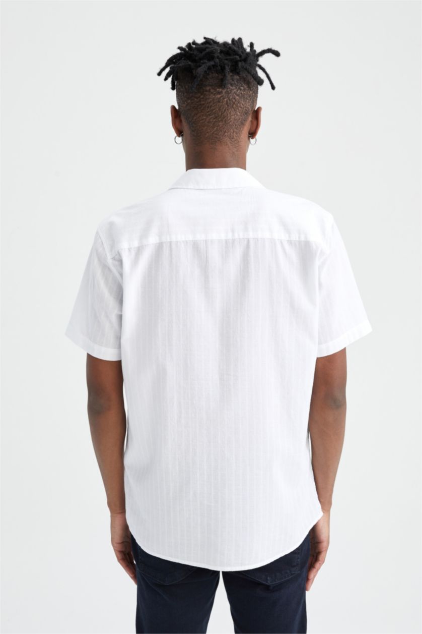 HOMME Blanc Chemise à manches courtes en popeline coupe classique