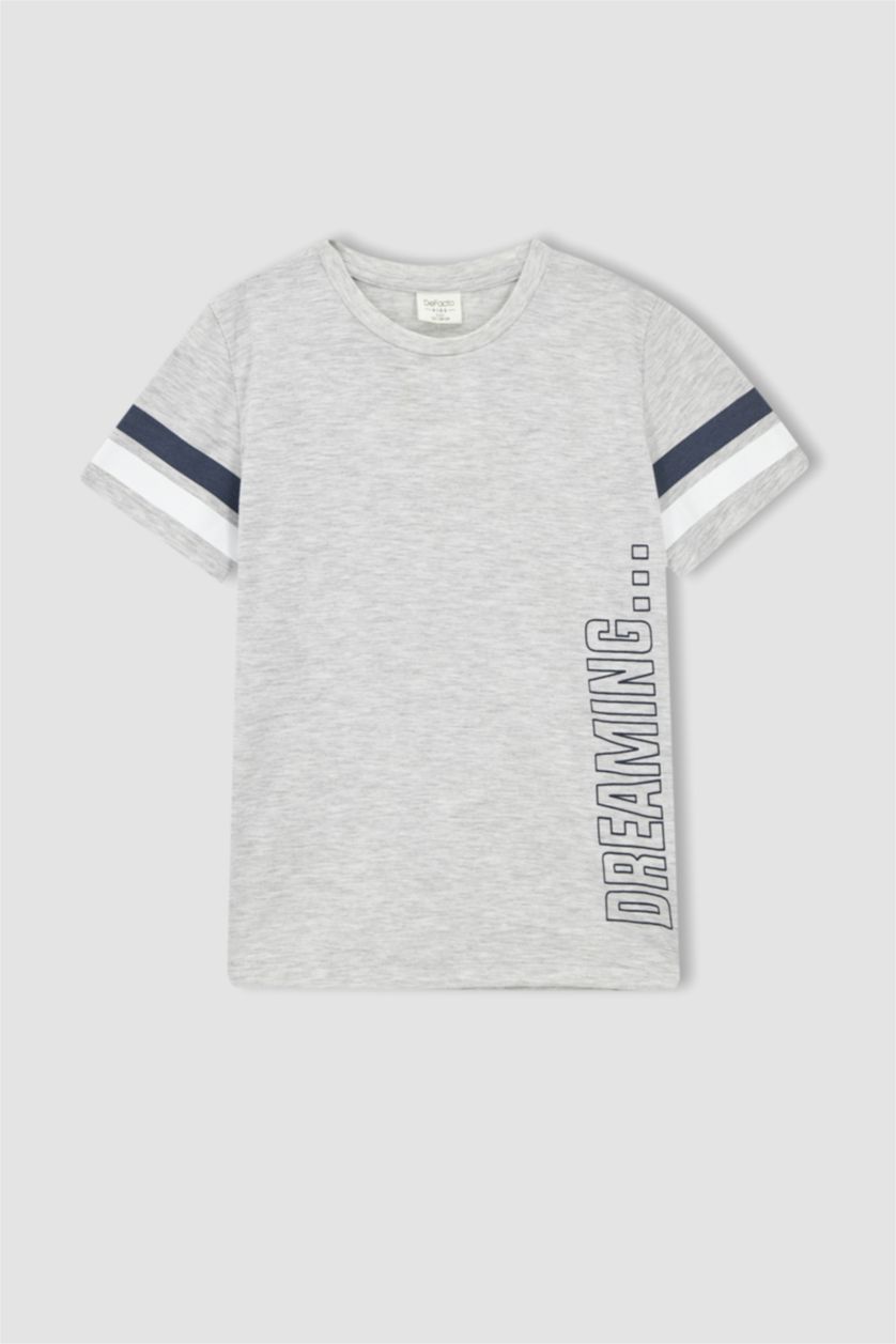 BOYS & TEENS Light Grey Melange Boy Regular Fit Check Print Pyjama Set