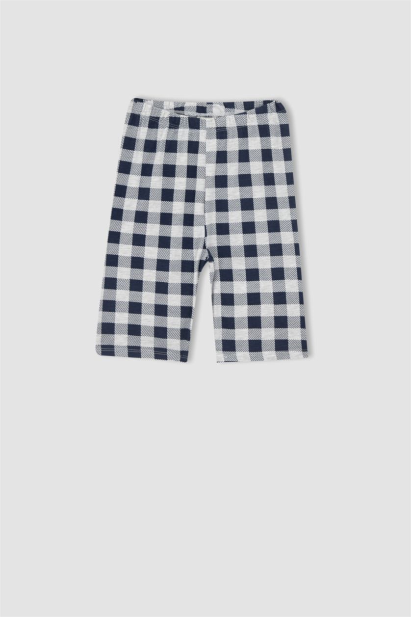 BOYS & TEENS Light Grey Melange Boy Regular Fit Check Print Pyjama Set