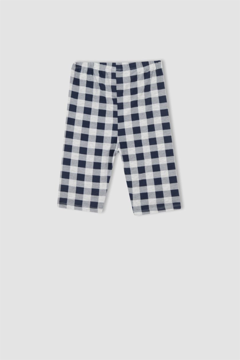 BOYS & TEENS Light Grey Melange Boy Regular Fit Check Print Pyjama Set