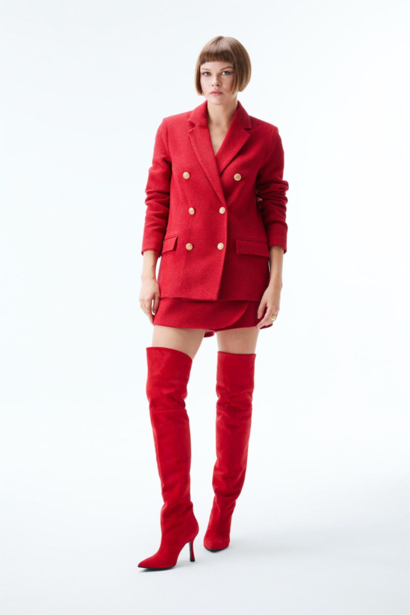 Kadın Kırmızı Tweed Şort