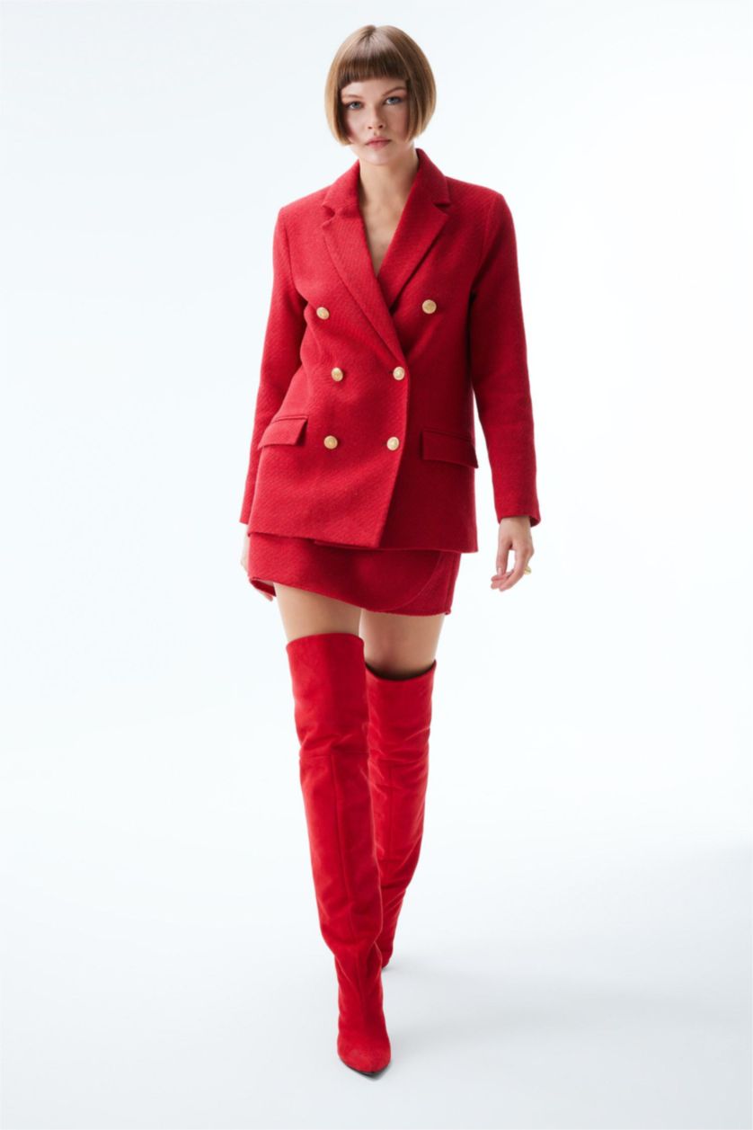 Kadın Kırmızı Tweed Şort