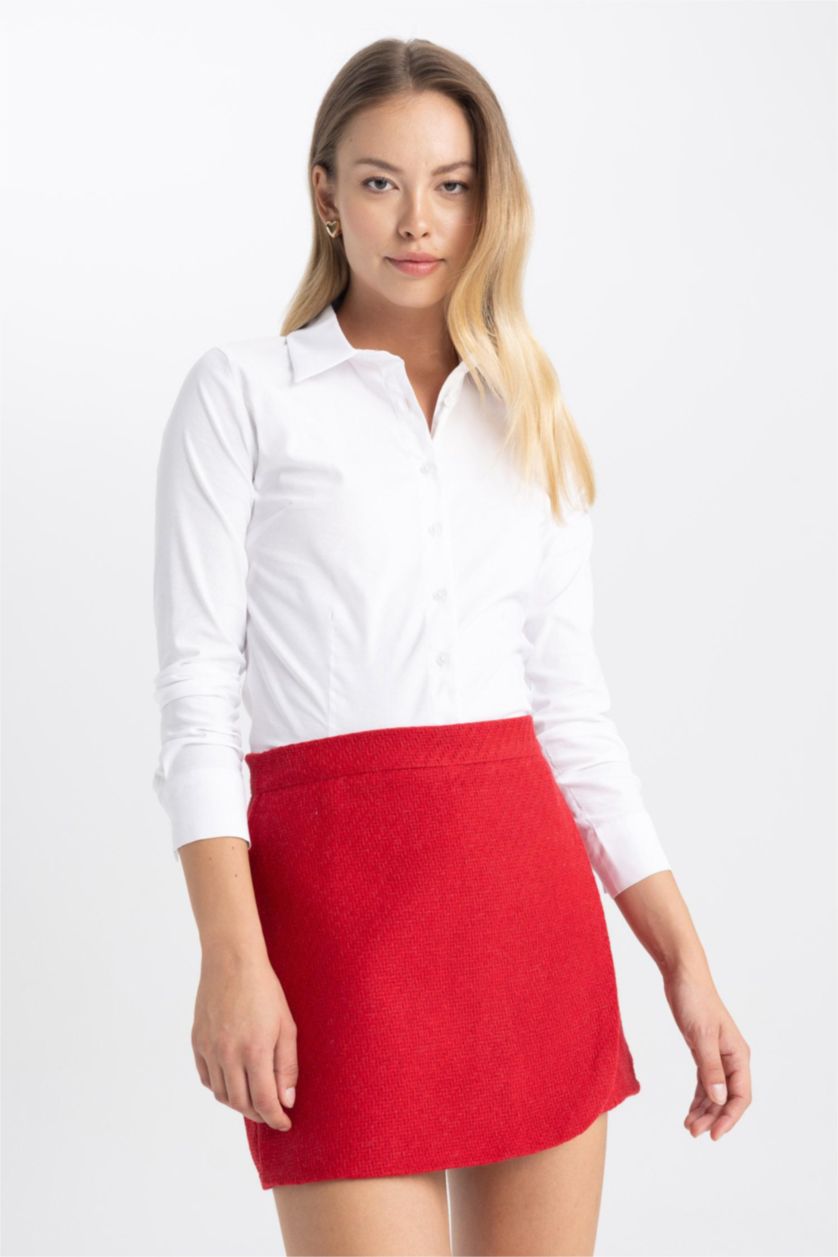 Kadın Kırmızı Tweed Şort