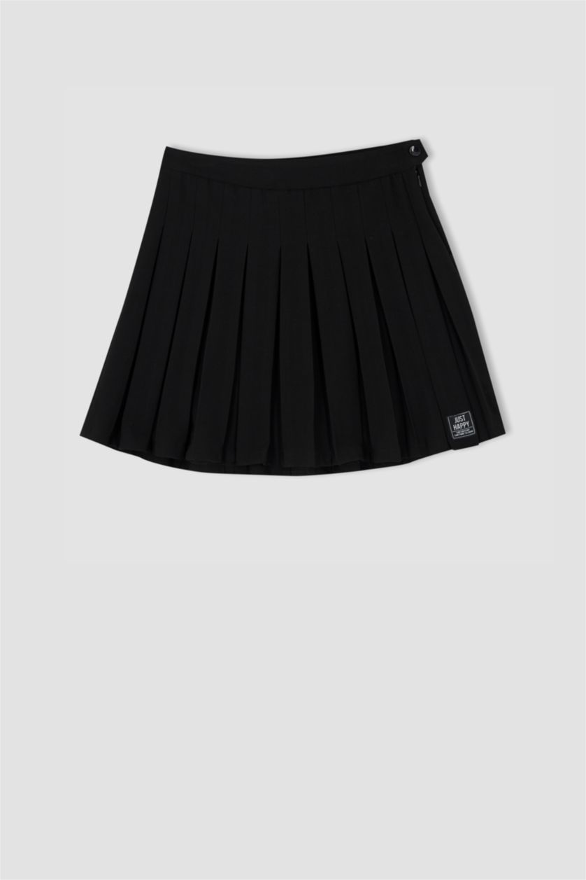 Kadın Siyah Pilise Mini Etek