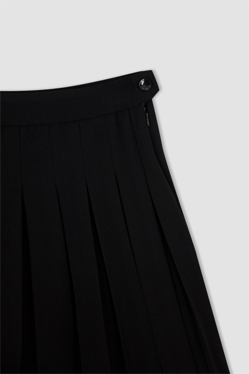 Kadın Siyah Pilise Mini Etek