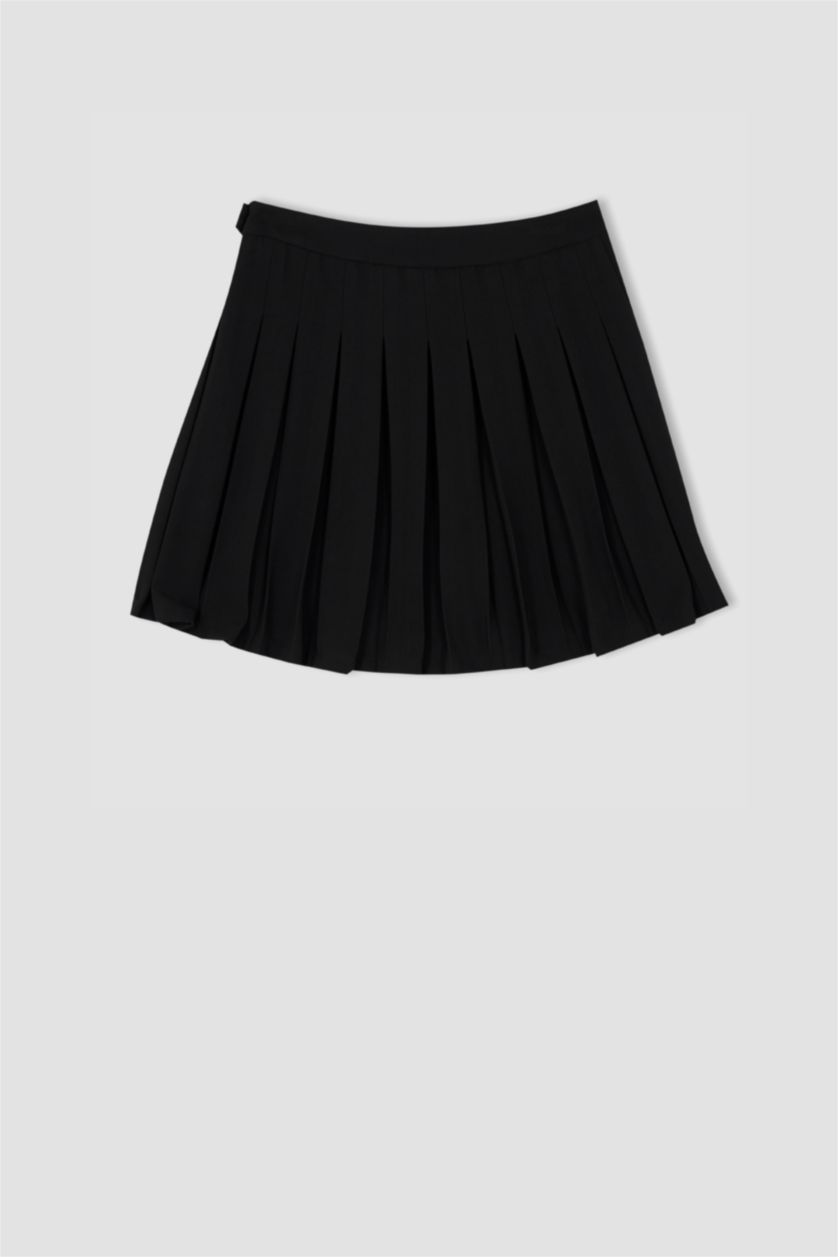 Kadın Siyah Pilise Mini Etek