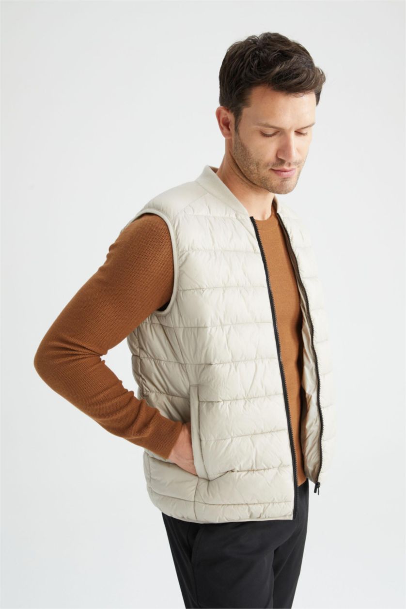 رجال اللون الحجري Slim Fit Bomber Collar