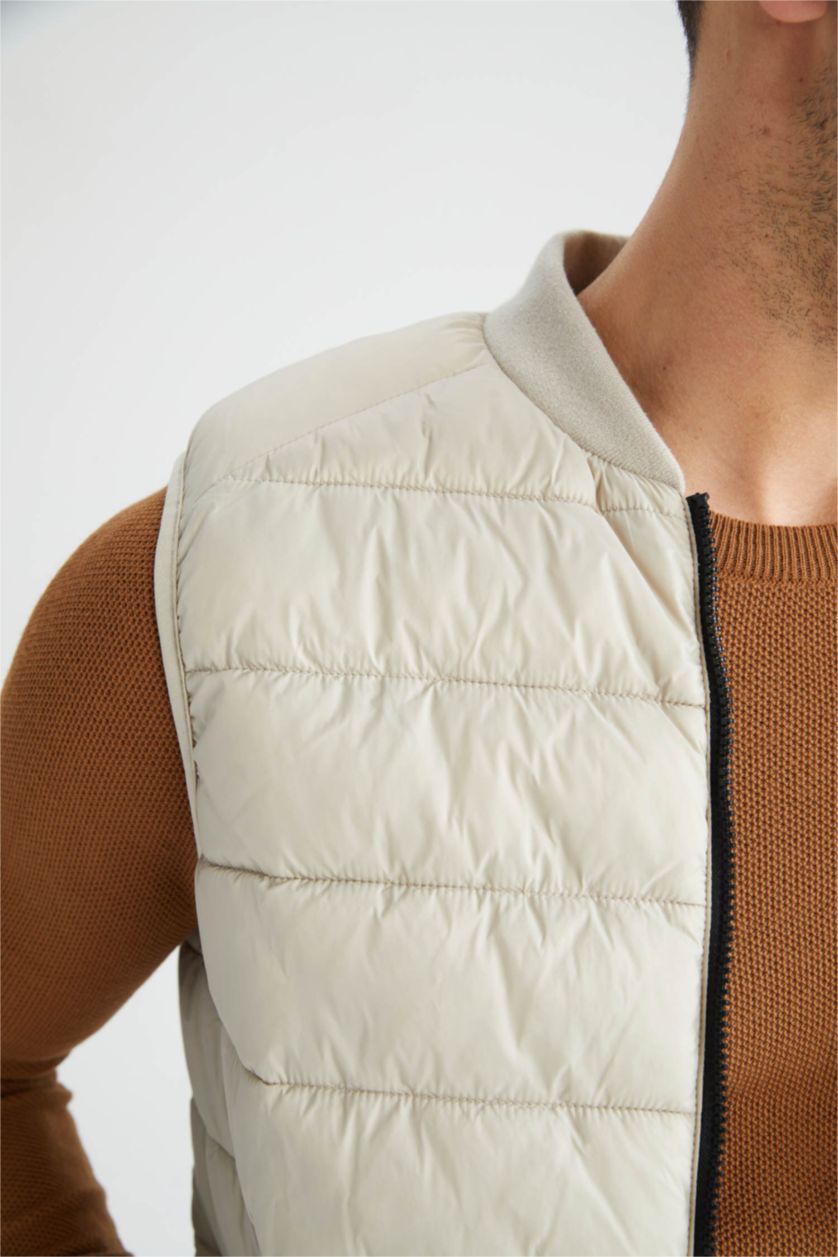 رجال اللون الحجري Slim Fit Bomber Collar