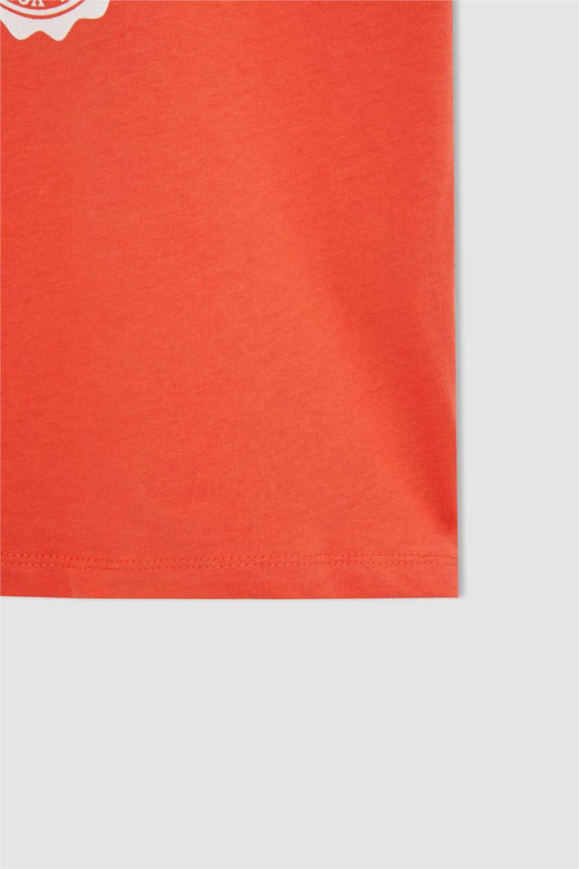 BOYS & TEENS Orange Boy Regular Fit Short Sleeve Los Angeles Print T-Shirt