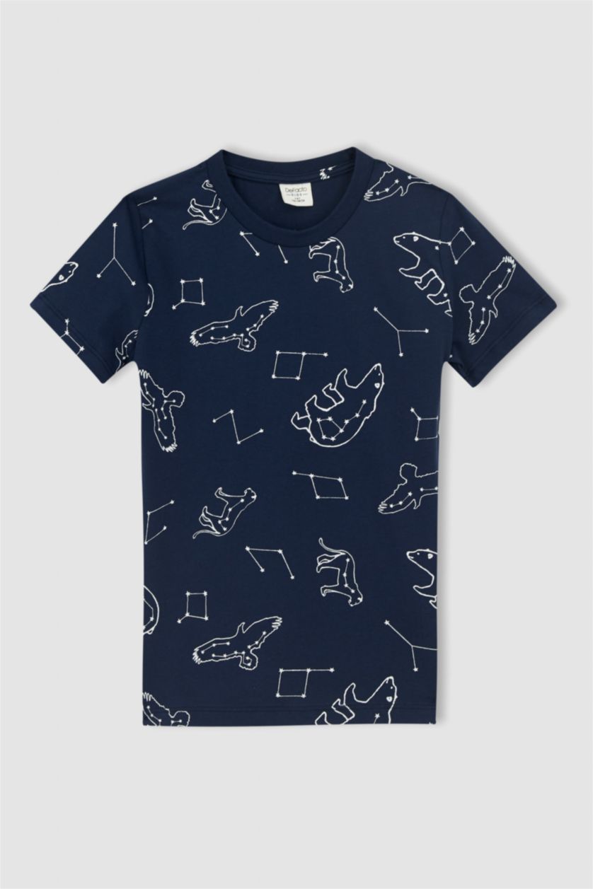 BOYS & TEENS NAVY Boy Regular Fit Short Sleeve Printed Pyjama Set