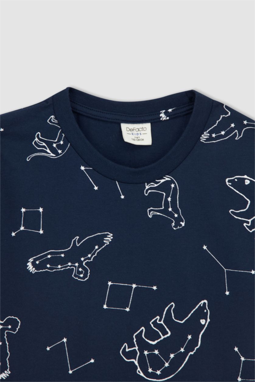 BOYS & TEENS NAVY Boy Regular Fit Short Sleeve Printed Pyjama Set