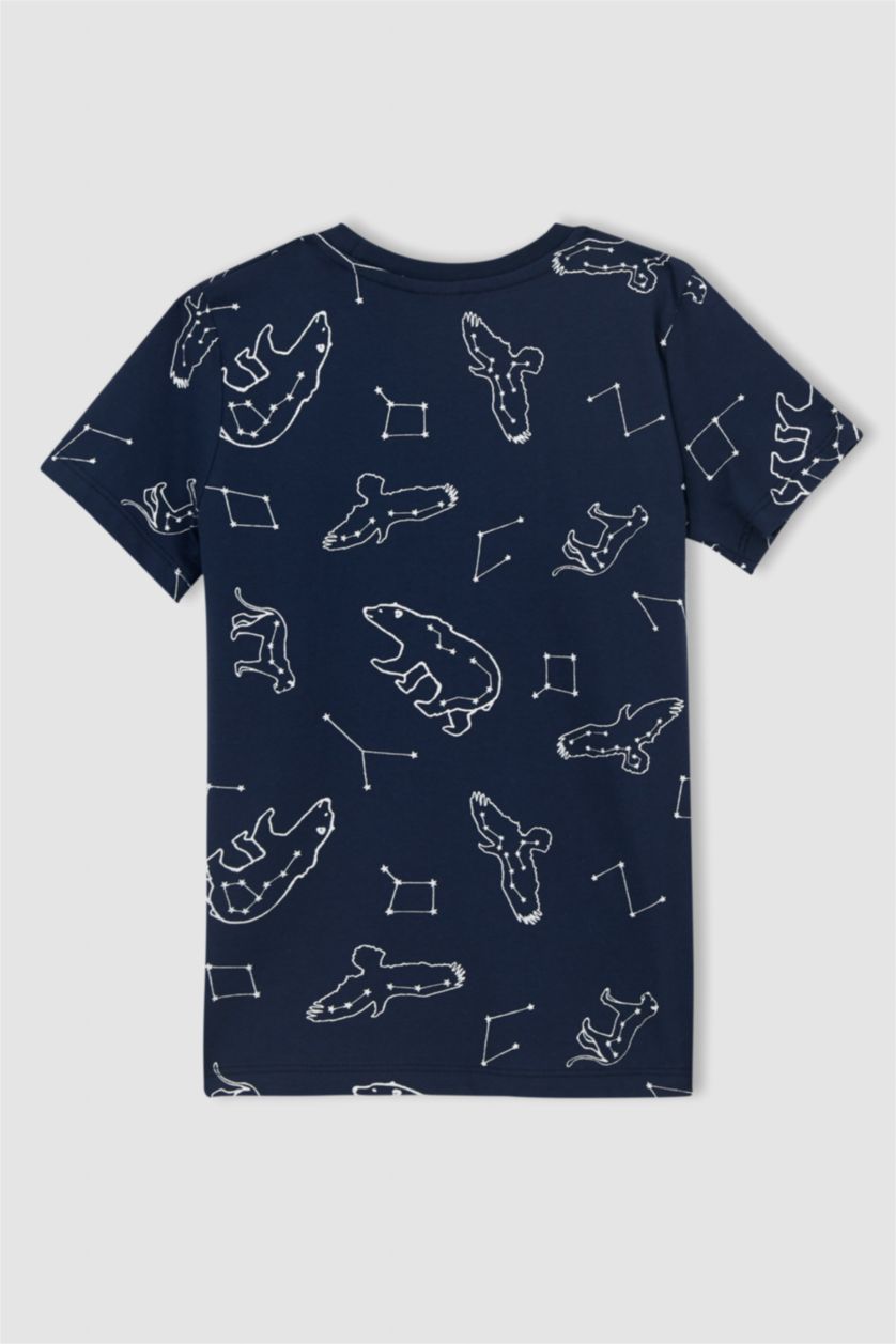 BOYS & TEENS NAVY Boy Regular Fit Short Sleeve Printed Pyjama Set