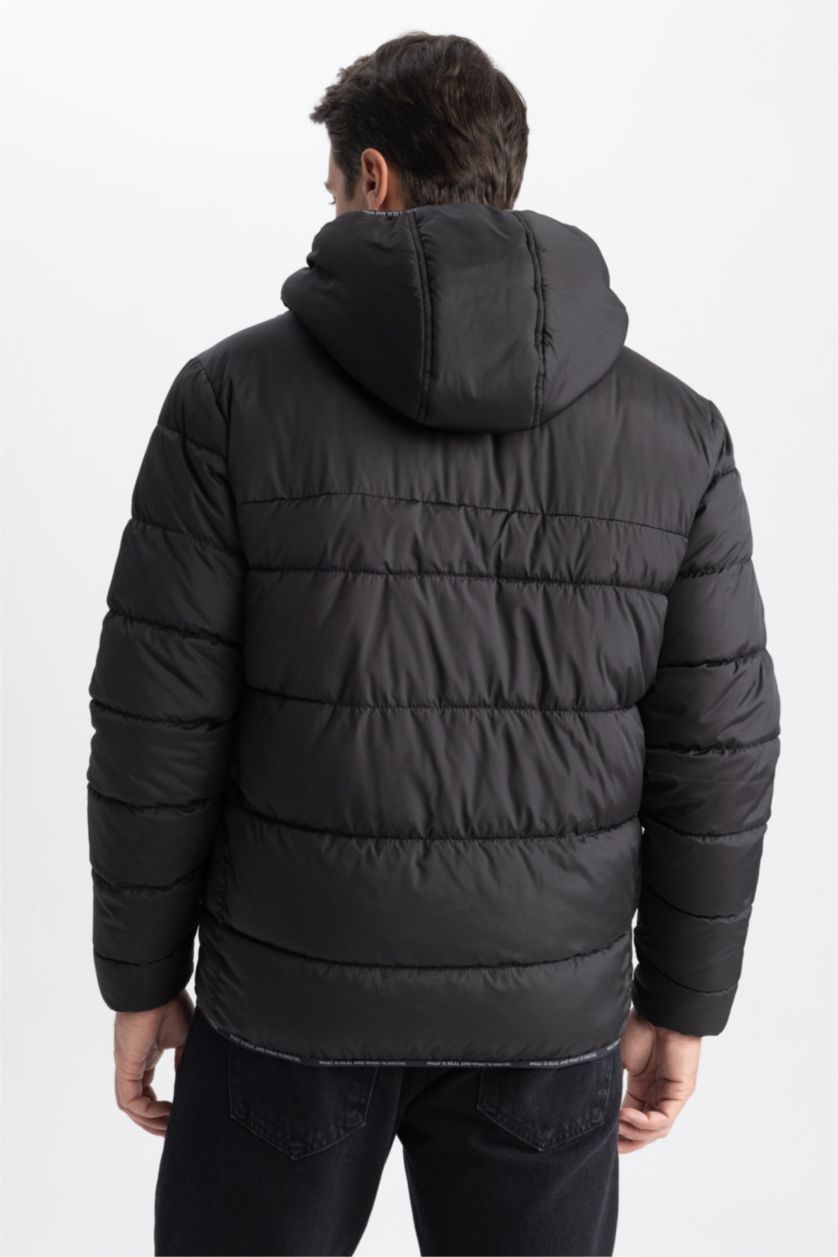 MAN Black Water Repellent Zipper Puffer Jacket