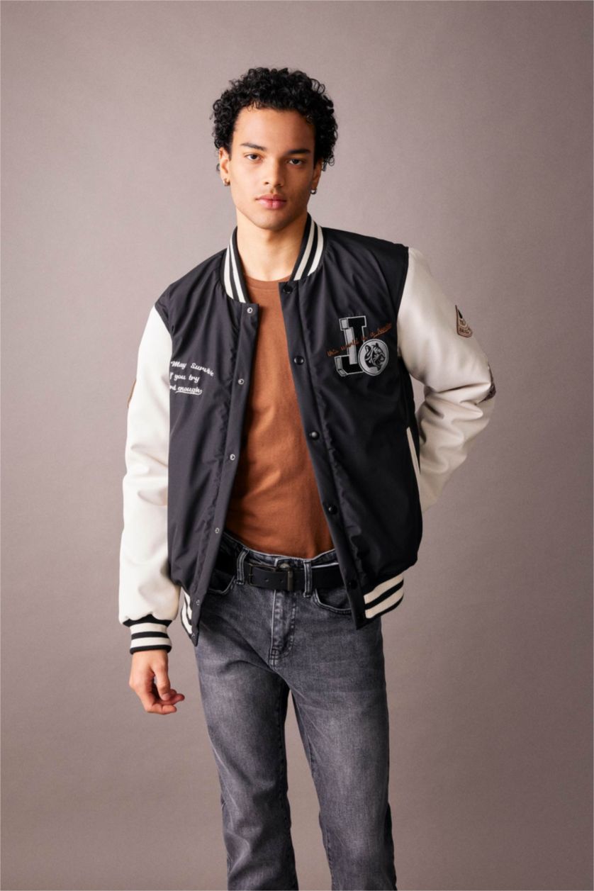 Мужчины Черный Бомбер оверсайз