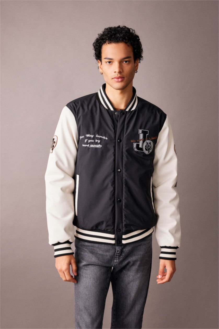 Мужчины Черный Бомбер оверсайз