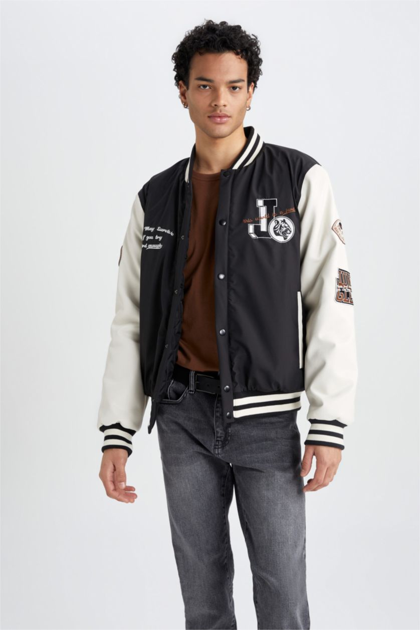 Мужчины Черный Бомбер оверсайз