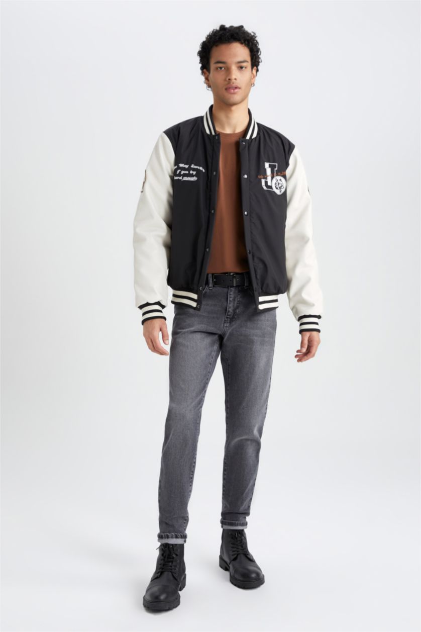 Мужчины Черный Бомбер оверсайз