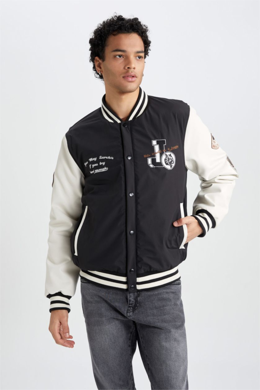 Мужчины Черный Бомбер оверсайз